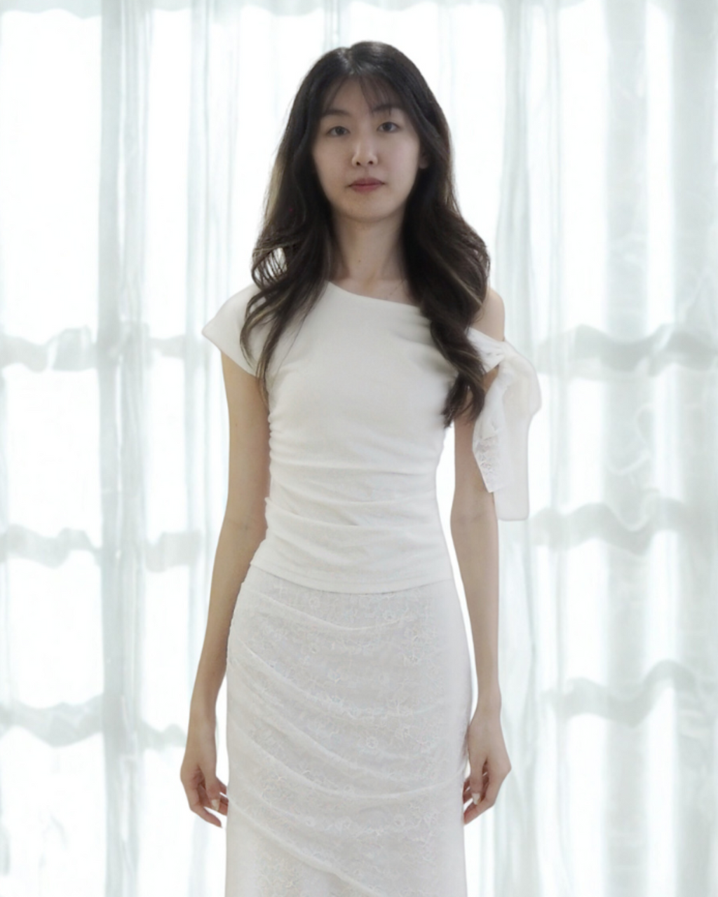 Laura Lace Lyocell Top Co-Ord (White)