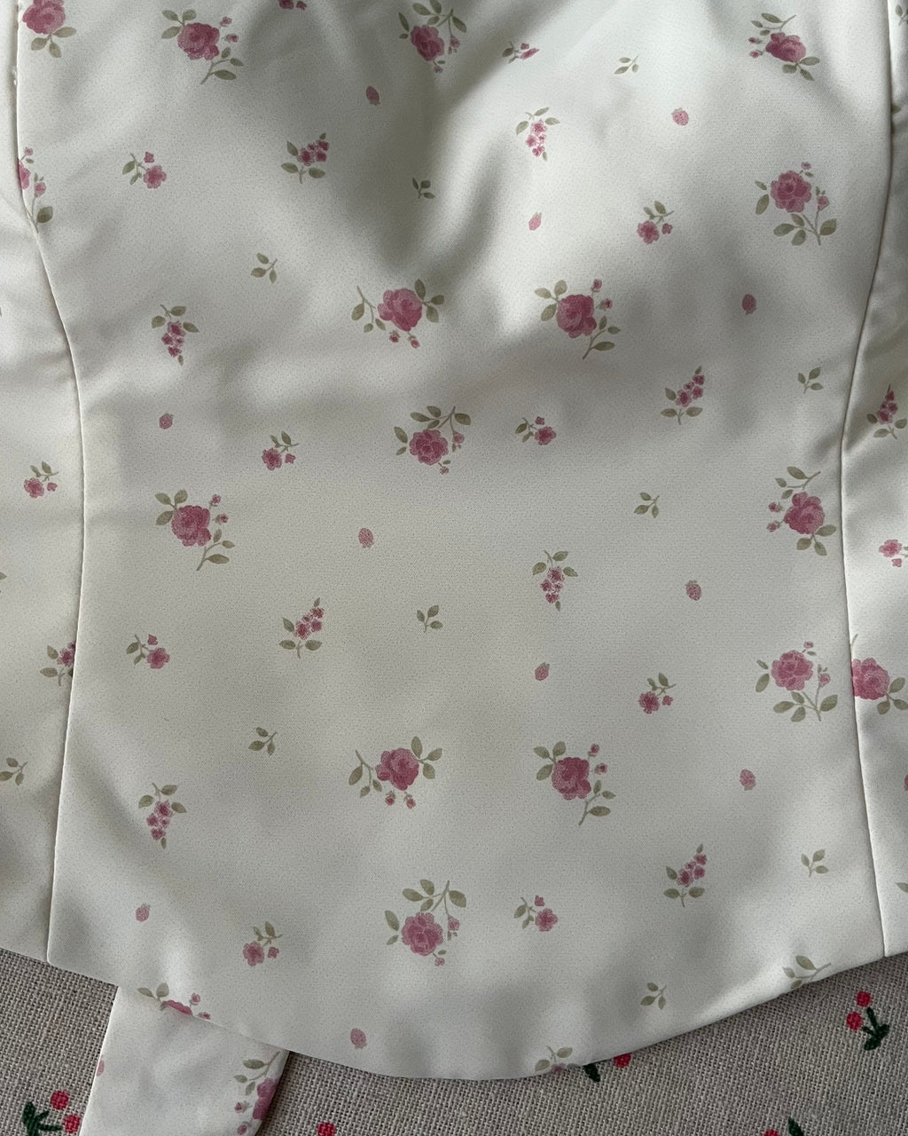 Heather Halter Tie Corset Top (Pink Florals)