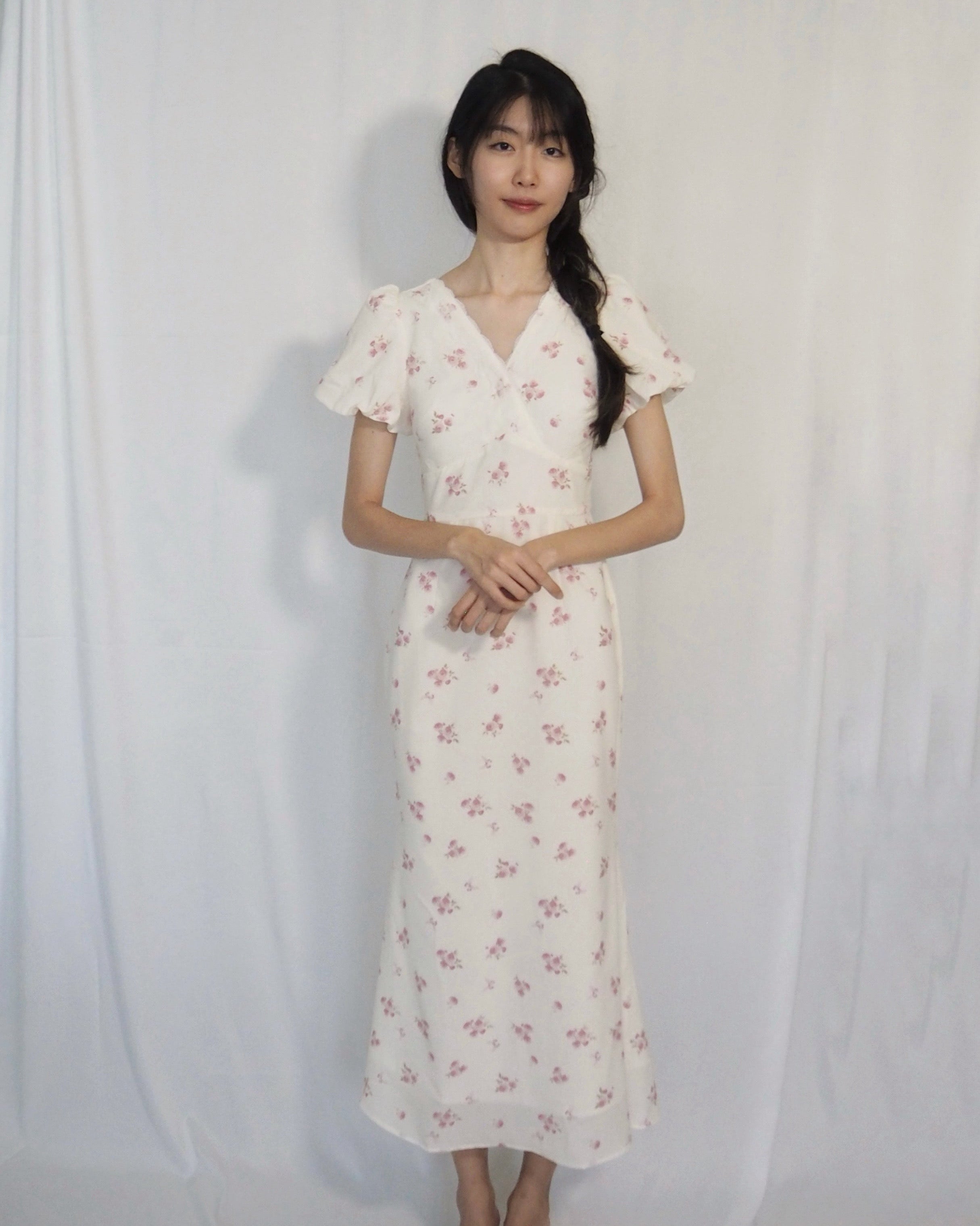 Vera Vintage Midaxi Dress (Pink Florals)