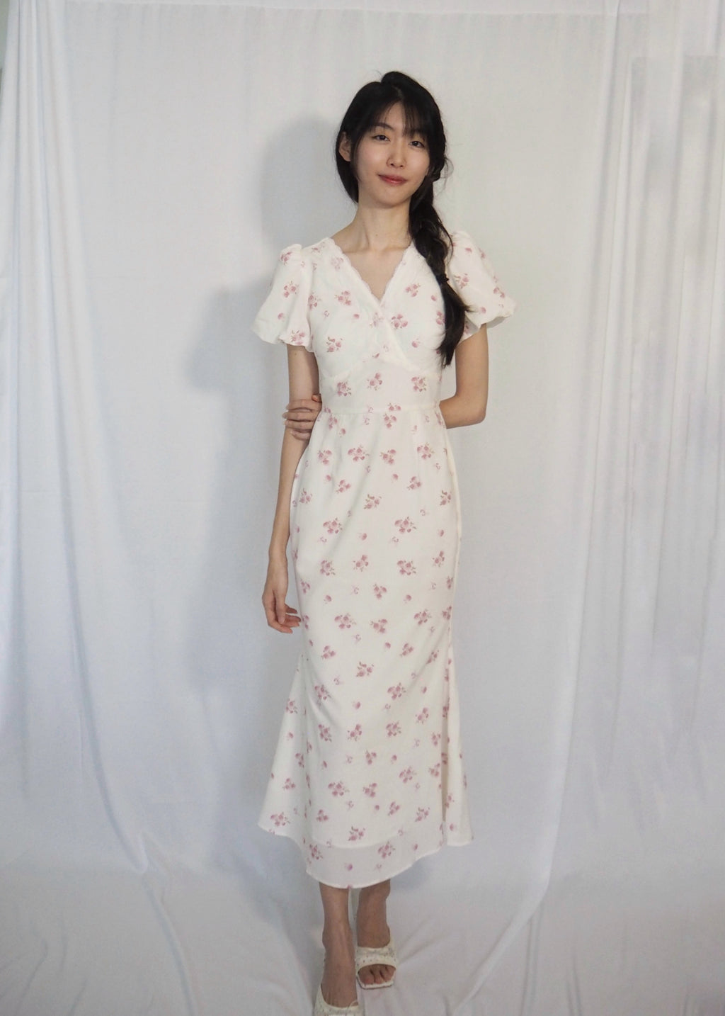 Vera Vintage Midaxi Dress (Pink Florals)
