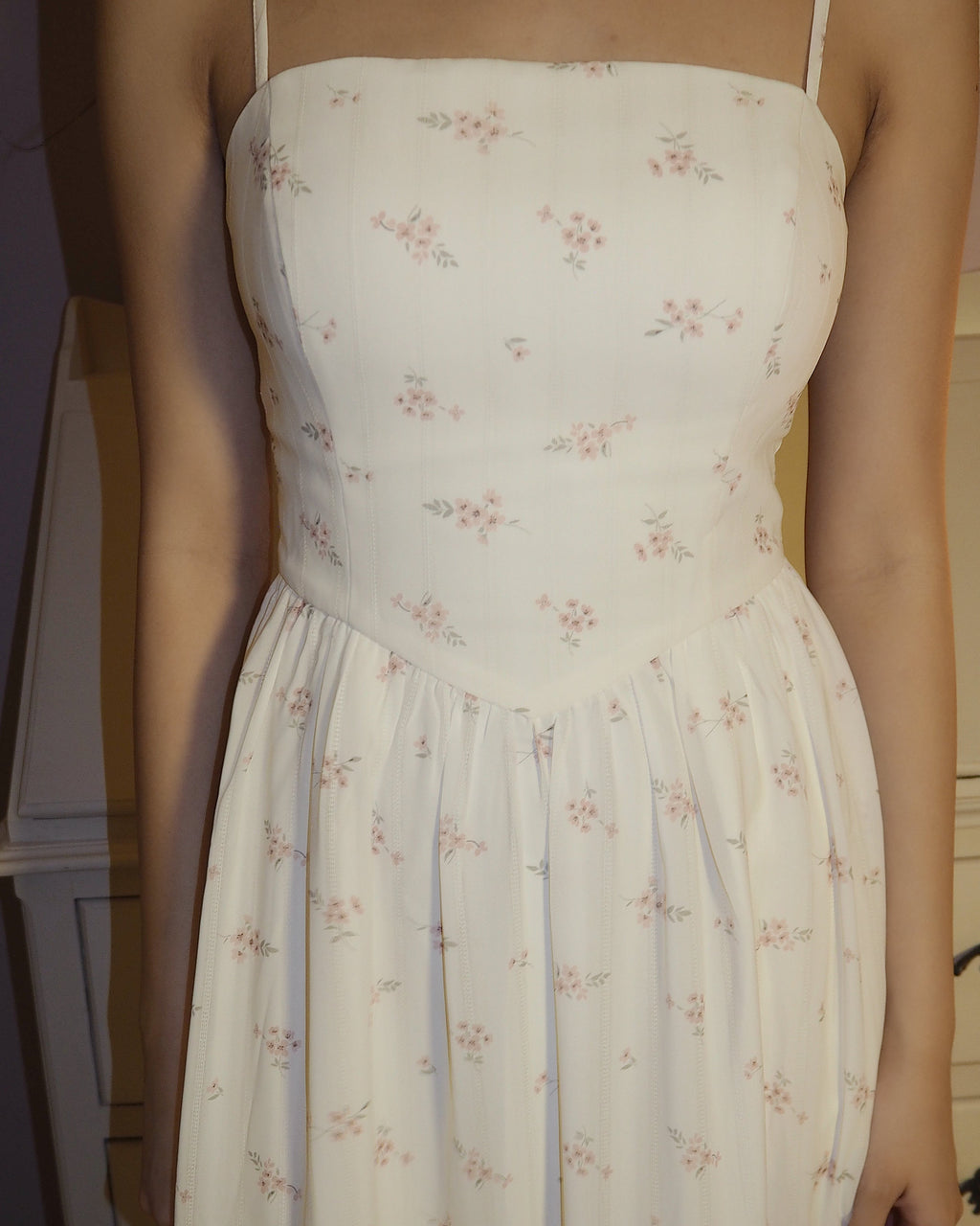 Caryn Corset Tie Midaxi Dress (Sakura Pink)
