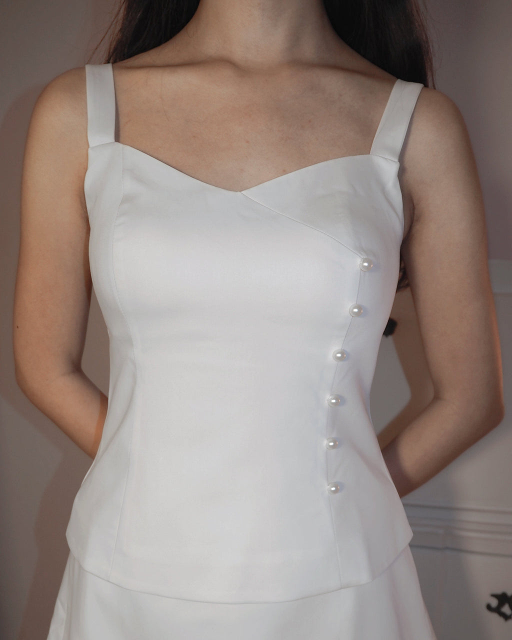 Prim Pearl Co-Ord Top (White)