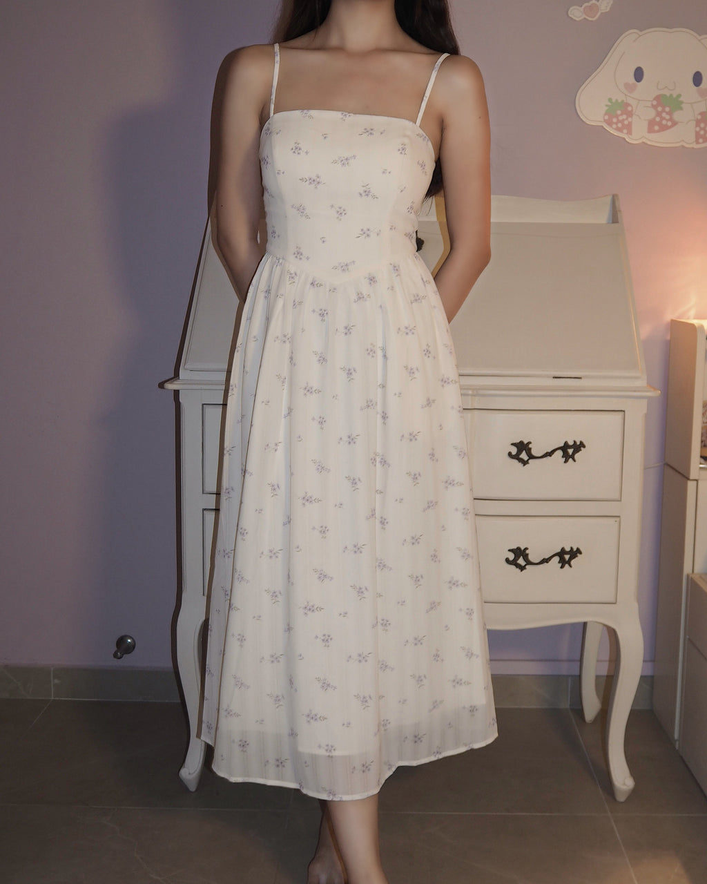 Caryn Corset Tie Midaxi Dress (Lavender Purple)