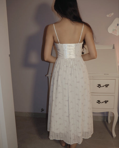 Caryn Corset Tie Midaxi Dress (Lavender Purple)