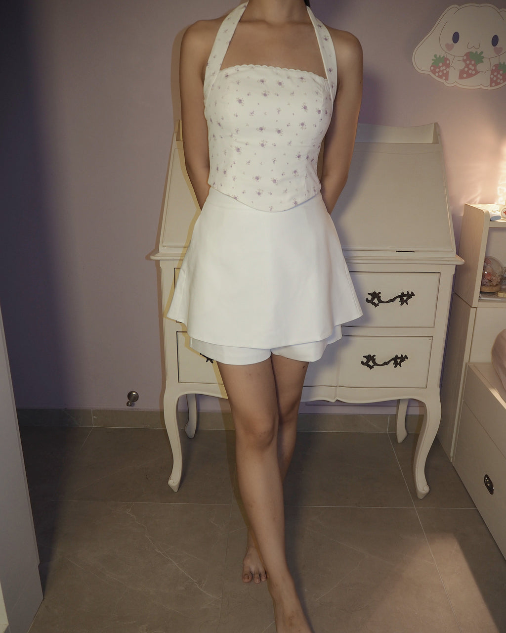 Prim Peplum Skorts Co-Ord (White)