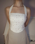 Heather Halter Tie Corset Top (Pink Florals)
