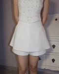 Prim Peplum Skorts Co-Ord (White)